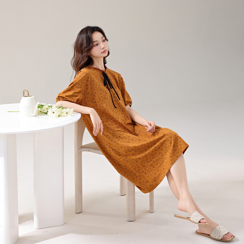 Summer Women's Nightdress Pure Cotton Casual Thin High-end Dress Ladies Summer Home Clothes