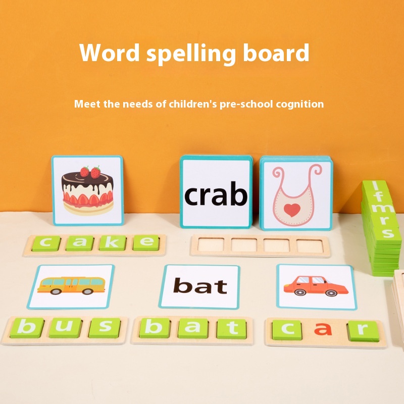 Wooden Children's Early Education Letter Matching Advanced Spelling Word Building Blocks English Cognitive Spelling Educational Toys