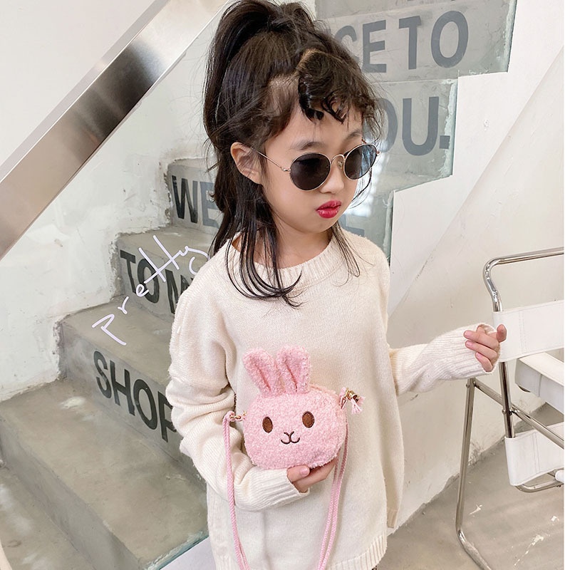 Fashiony Children's Messenger Bag Girls Coin Purse Cartoon Cute Shoulder Bag Rabbit Small Shoulder Bag