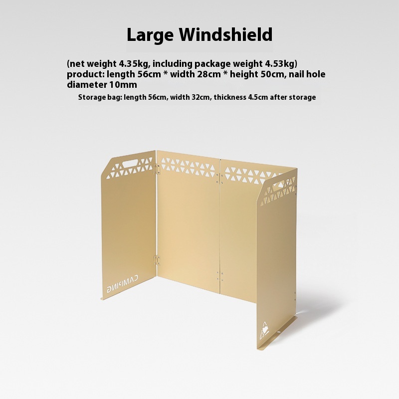 Outdoor Foldable Windshield Camping Equipment Three-fold Large Thickened Cassette Stove Steel Windshield With Storage Bag