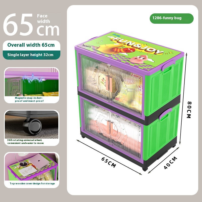 Folding Storage Box Freetallation Storage Box Household Storage Cabinet Children's Clothing Snacks Shoes Storage Cabinet Bedside Table