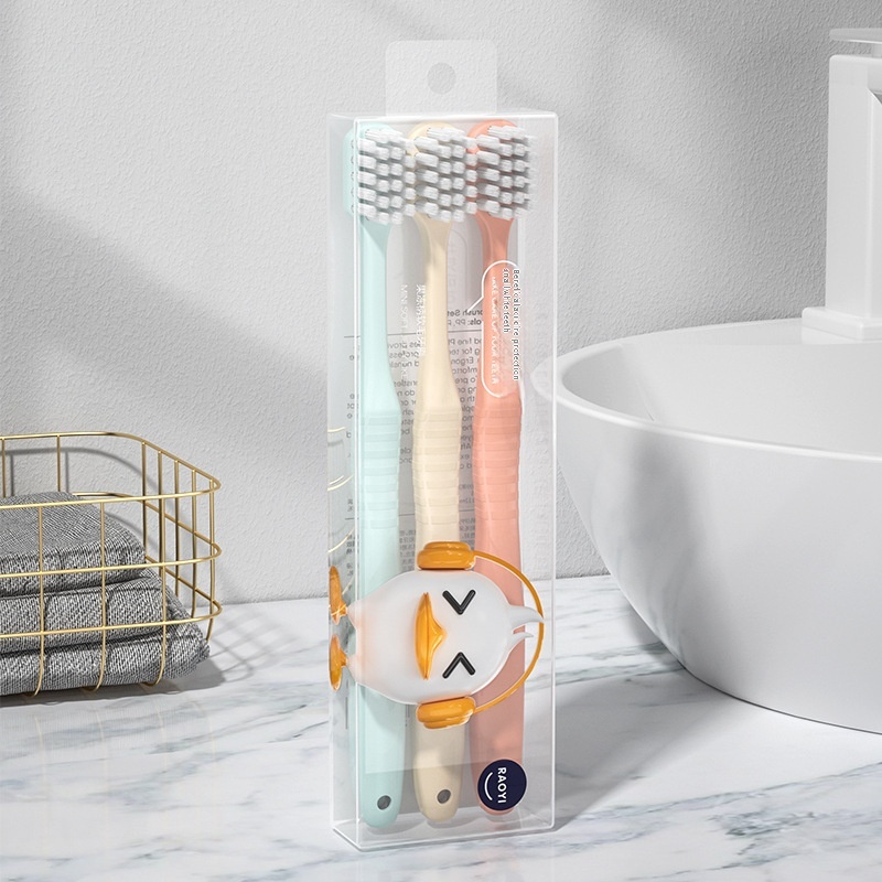 Candy Color Soft Bristle Toothbrush Three Pack Adult Household With Protective Cover Ultra-fine Ultra-soft Small Head Toothbrush