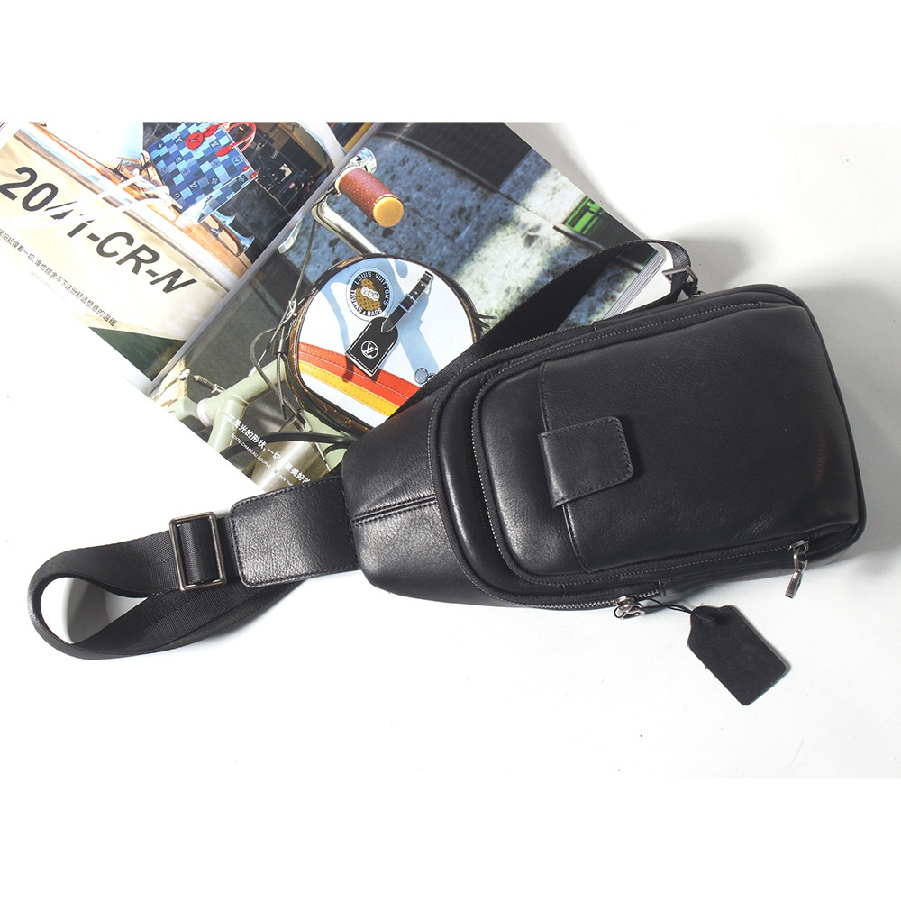 Men's First Layer Cowhide Chest Bag Leisure Water Soft Leather Men's Crossbody Shoulder Bag Multifunctional Fashion Men's Bag