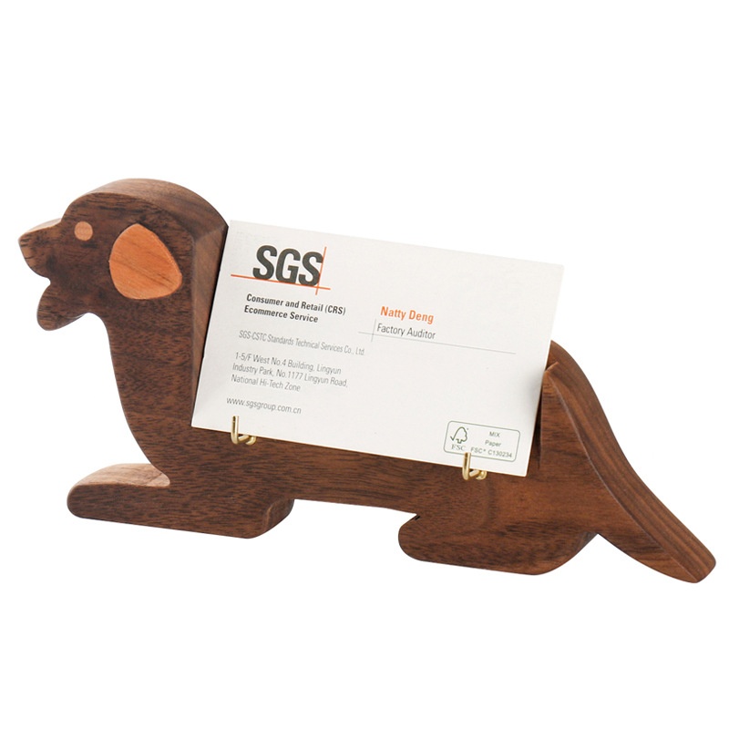 Original Wood Business Card Holder Creative Fashion Animal Shape Solid Wood Business Card Box Office Desktop Ornaments Decorative Crafts