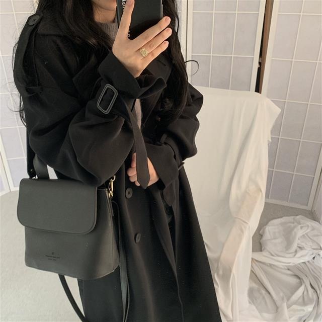 Windbreaker Women's Autumn And Winter Medium And Long Small British Style Hong Kong Style Retro Over-the-knee Cashmere Coat Jacket