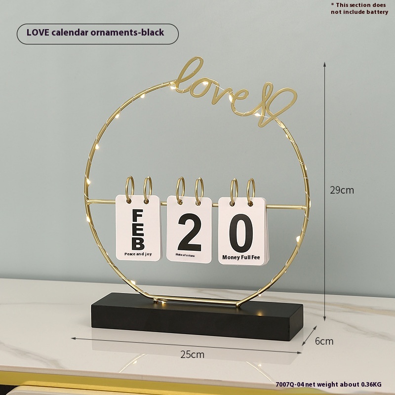 Wooden Love Calendar With Light Home Porch Book Desktop Decoration Ornaments Student Desk Perpetual Calendar Decoration