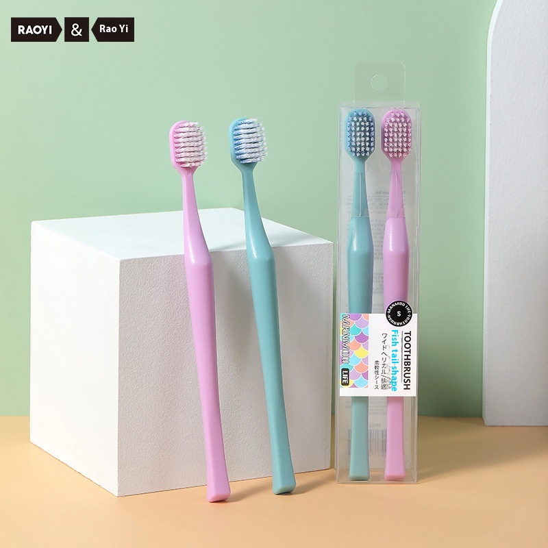 RAOYISpiral Hair Couple Toothbrush2 Pack Family Pack Adult Wide Head Soft Hair Toothbrush