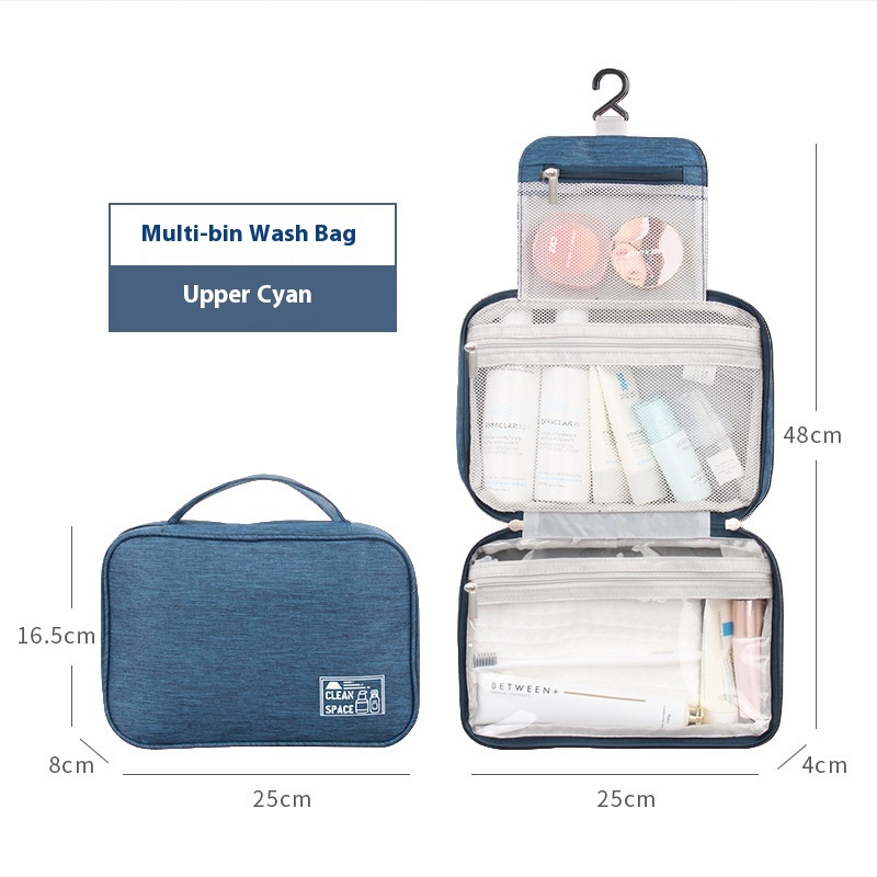 Cationic Oxford Cloth Hook Toiletry Bag Multi-compartment Hanging Storage Bag Toiletry Travel Portable Cosmetic Bag