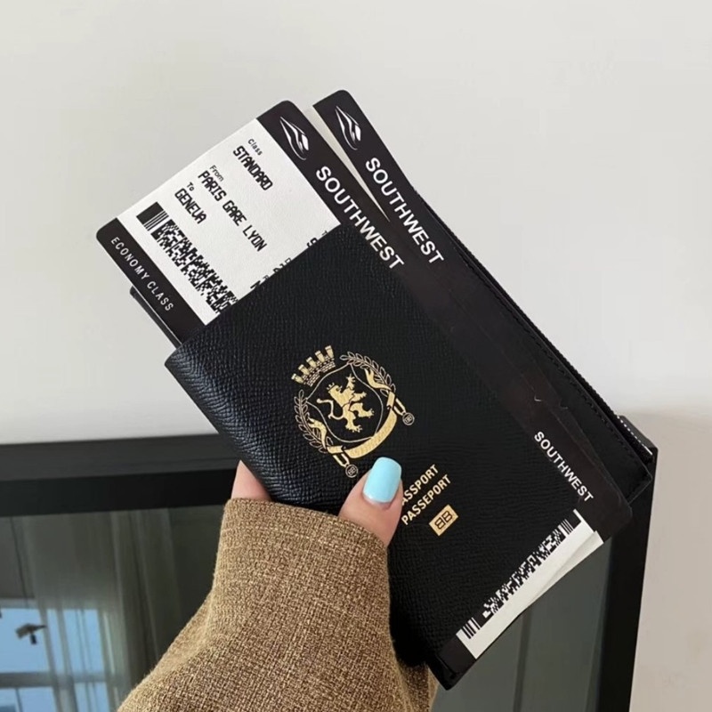 Fashion Black Air Ticket Passbook Holder Small And Exquisite Change Card Bag Shoulder Bag Neck Card Bag