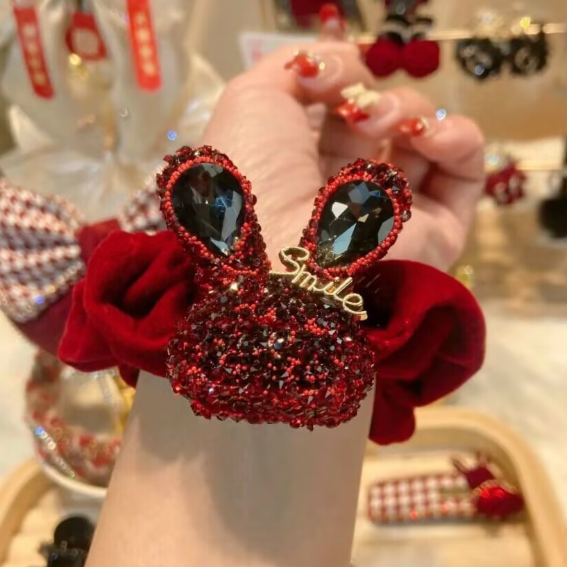 The Zodiac Year Red Hair Rope For Women Year's Rubber Band Hair Tie Korean Style Hair Rope Rabbit Hair Ring Red Headdress Accessories