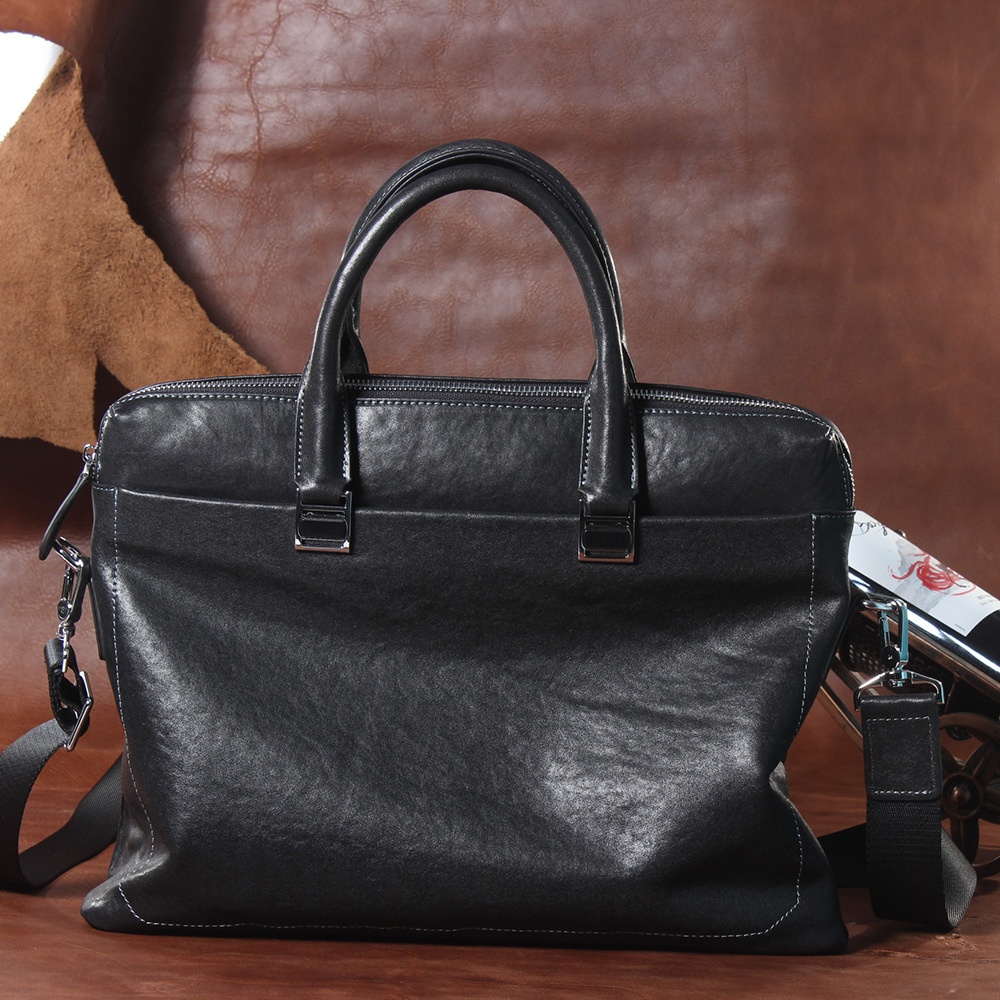 Vegetable Tanned Leather Men's Briefcase Business Handbag First Layer Cowhide Large Capacity Genuine Leather Men's Messenger Bag