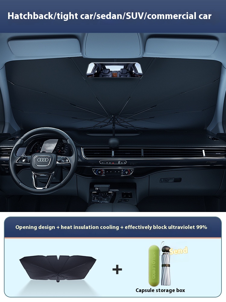 Car Front Gear Sun Protection Heat Ulation Board Umbrella Type Artifact Telescopic Car Side Window Windshield Glass Shading Cloth