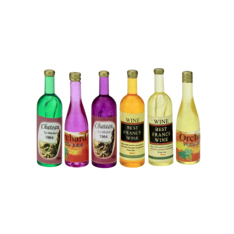 Miniature Food And Play Scene Model Doll House Accessories Mini Wine Bottle Six-piece Beverage Bottle D121
