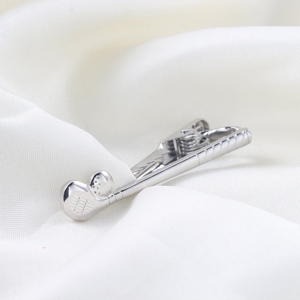 Creative Silver Golf Club Shape Tie Clip Foreign Trade Korean Version All-match Men's Casual Tie Clip
