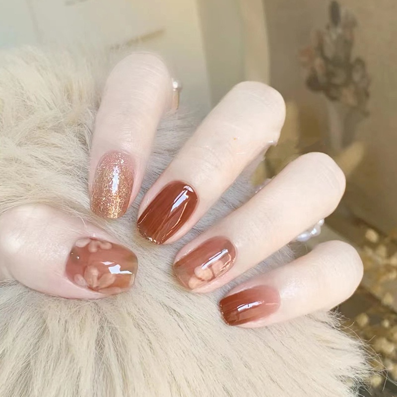 Long Island Iced Tea Ice Transparent Grapefruit Fine Glitter Fresh Cute Nail Art Patches Xiaohongshu False Nails Nails