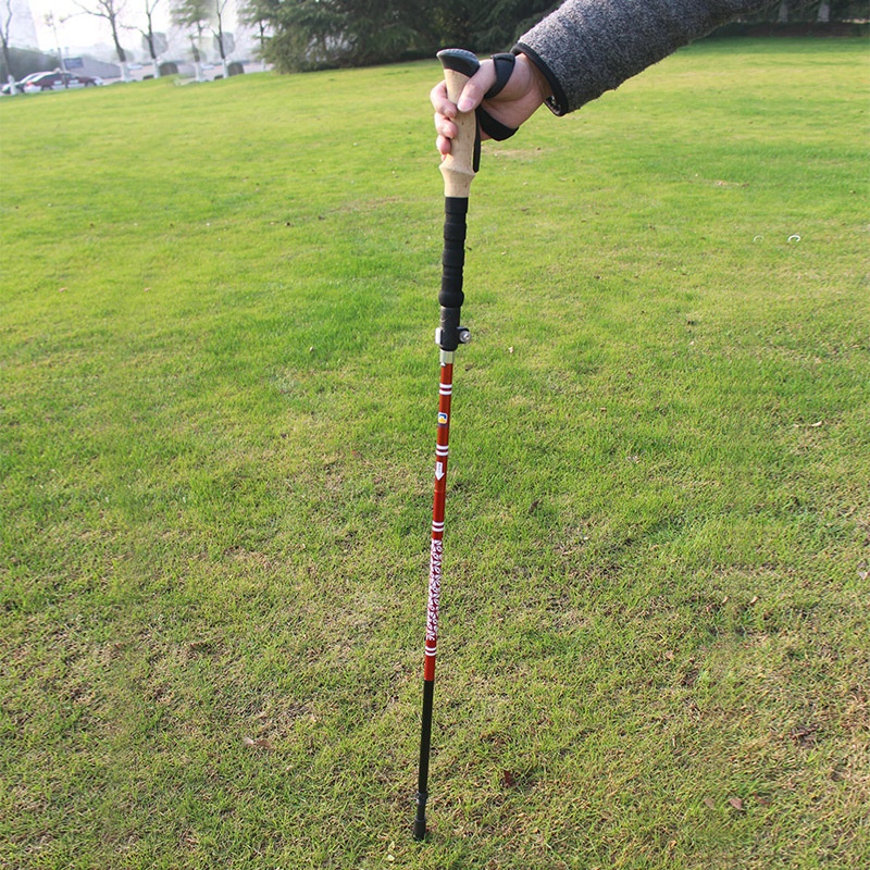 Outdoor Trekking Pole With External Lock5-section Folding Pole7075 Aluminum Alloy Crutch Mini Cane AT7559