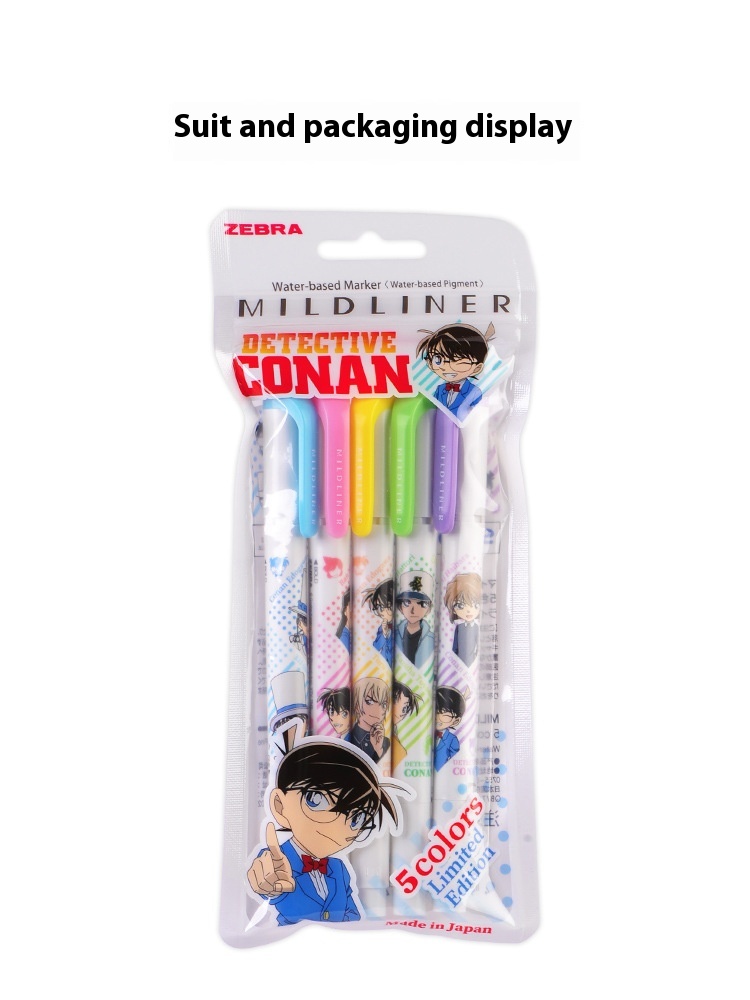 Japan's Z E B R A Zebra W K T7 Detective Conan Limited Edition Joint Double-headed Marker Highlighter Set