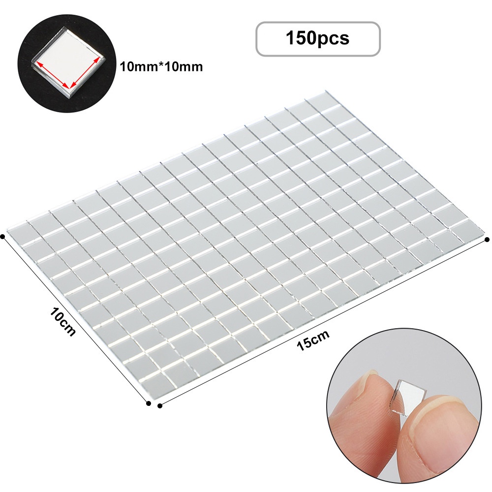 15x10cm Self-adhesive Mirror Wall Stickers150 Pieces Mosaic Glass DIYBall Light Background Wall Splicing Decorative Patch