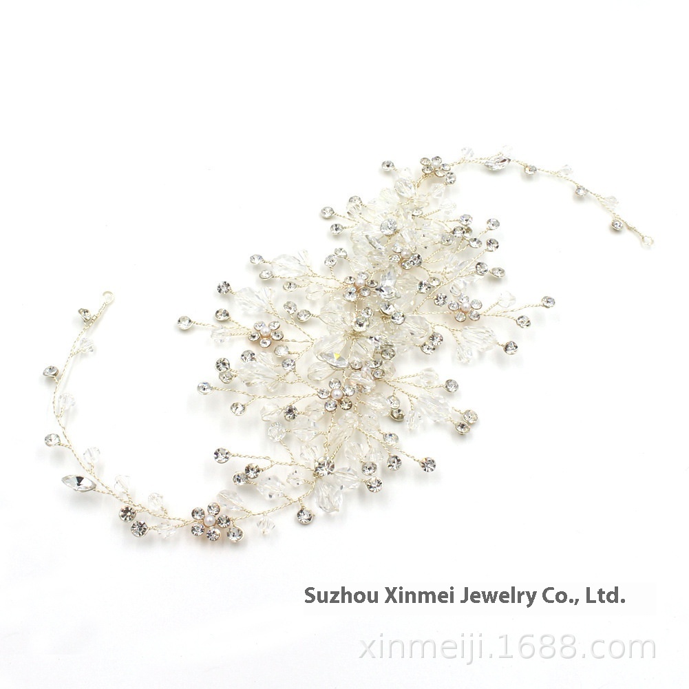 O016 Beautiful Crystal Pure Bridal Hair Accessories Wedding Dress Sparkling Diamond Headdress Forehead Ornaments Twigs&honey