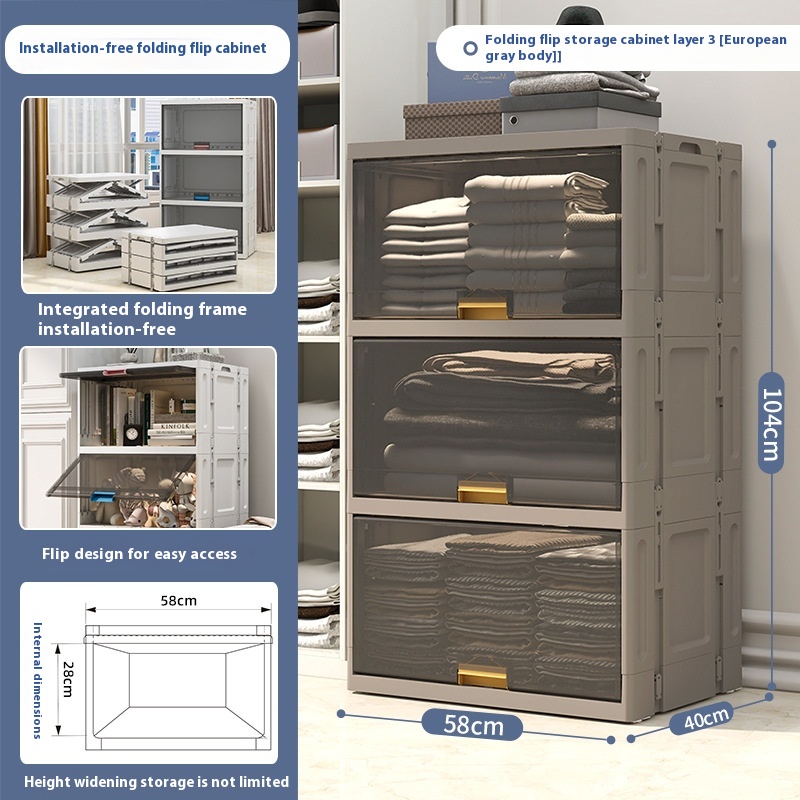 Plastic Foldable Clamshell Storage Rack Bathroom Living Room Hometallation-free Modern Simple Toy Storage Rack Pp