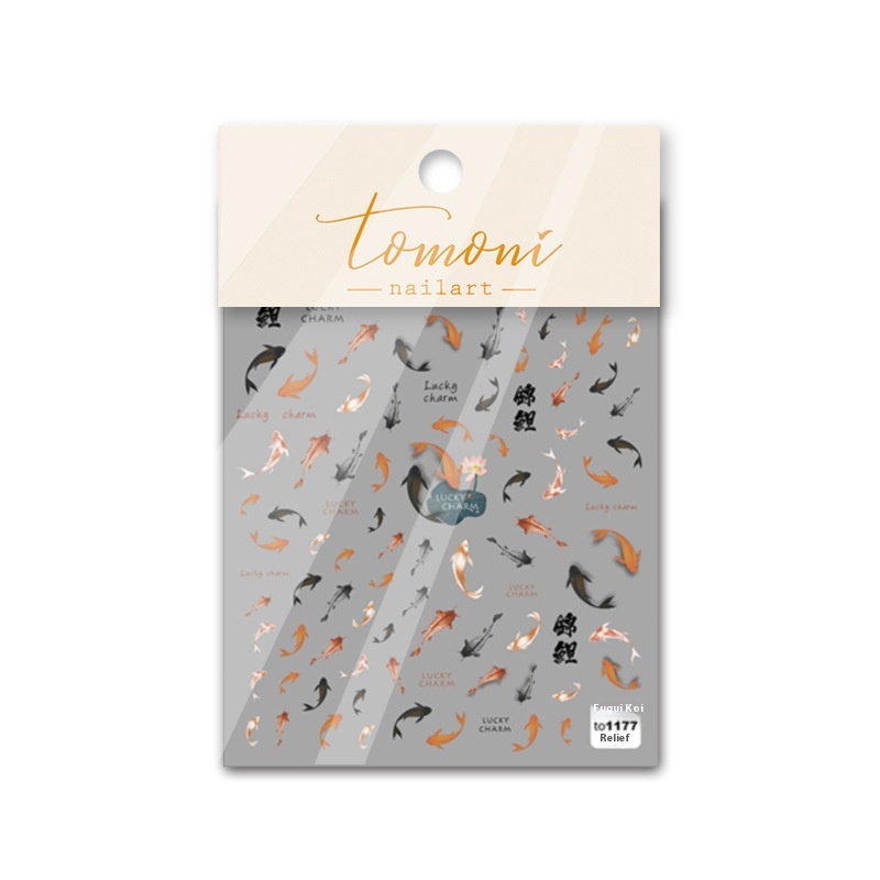 Tomoni Relief1177 Hot Style Adhesive Cute Nail Stickers Japanese Stickers5d Nail Stickers Koi