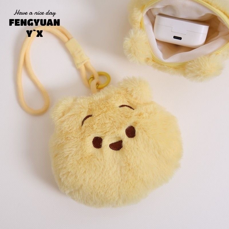 Bear Full Cute Pooh Puff Bear Headset Bag Storage Bag Hair Coin Purse Portable Portable Hanging Bag