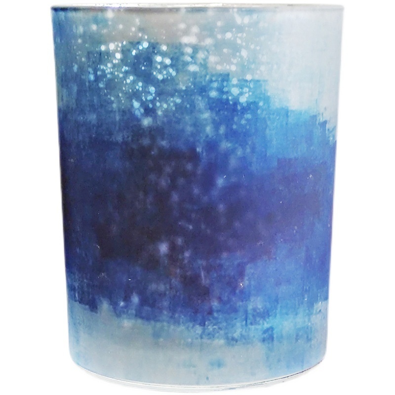 Romantic Blue Starry Sky Glass Candlestick Courtship Confession Decoration Birthday Party Props DIYScented Candle Empty Cup