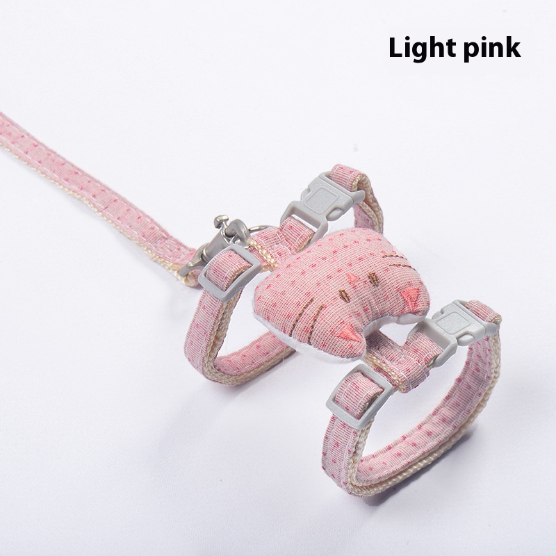 SHavo Simple Solid Color Pockmarked Cat Head I-shaped Chest Harness Buckle Traction Belt Pet Supplies