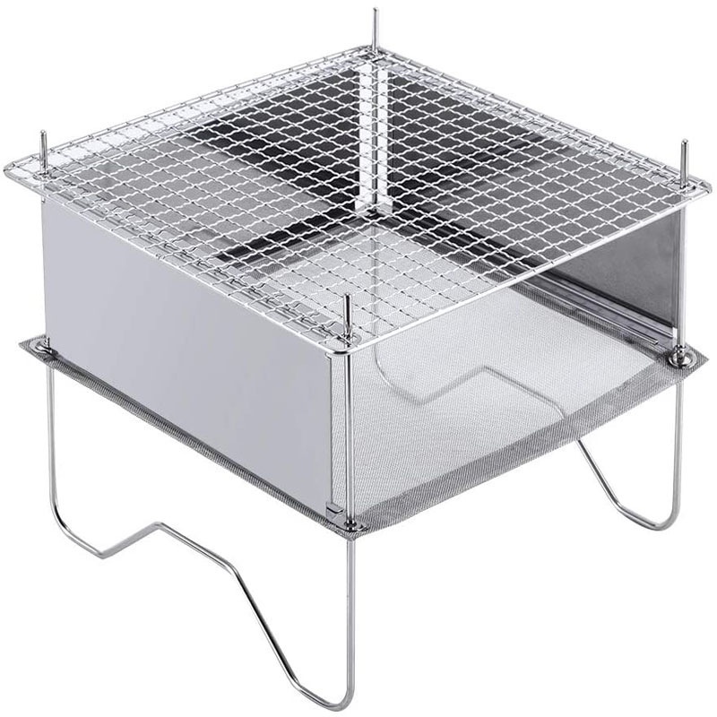 Outdoor Camping Stainless Steel Folding Easy To Store Portable Fire Table Bonfire Picnic Barbecue Fire Rack Firewood Stove