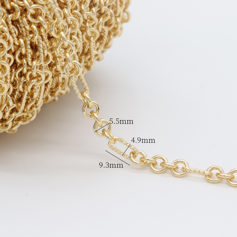 Han Shangna Handmade Striped Rectangular Chain O-shaped Chain Copper Plated14k Real Gold Color-preserving DIYNecklace Bracelet Material