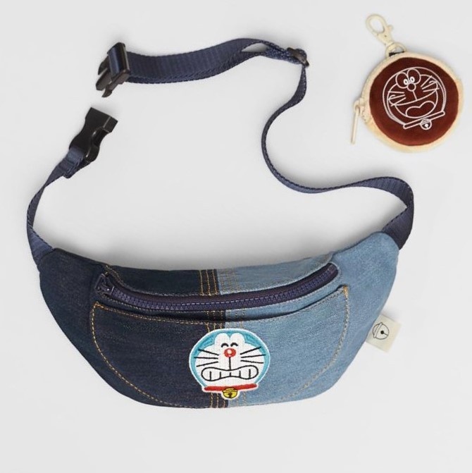 Children's Patchwork Denim Doraemon Blue Fat Dora Cat Small Waist Including Pendant Cute Children's Bag
