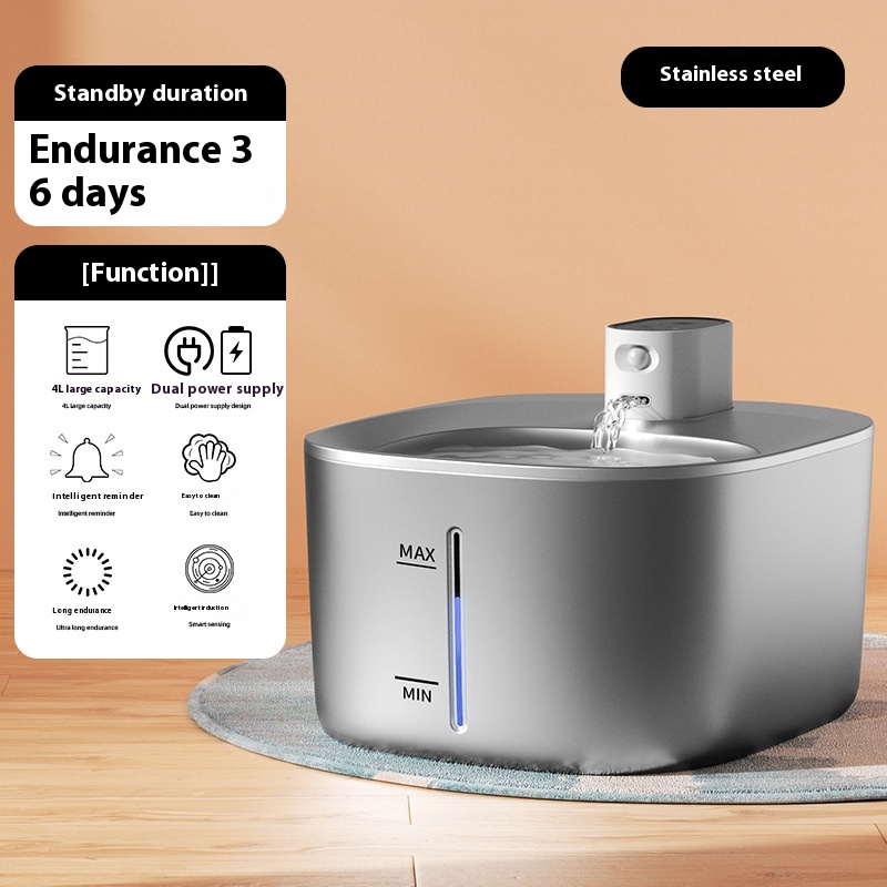 Wireless Unplugged Smart Cycle Stainless Steel Pet Water Dispenser