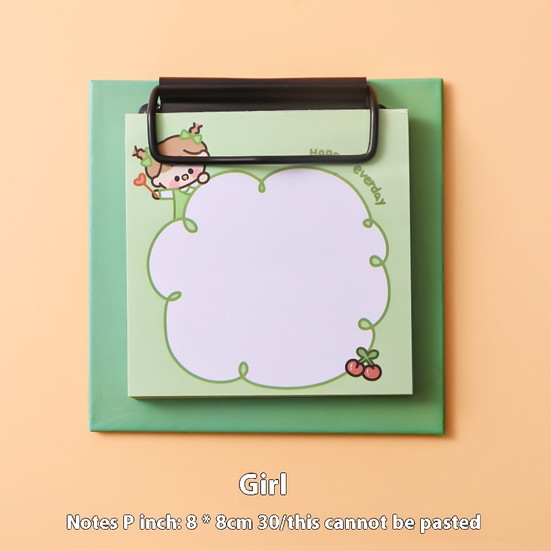 Cartoon Board Clip Note Book Student Girl Heart Memo Sticky Note Study Office Non-sticky Message Paper