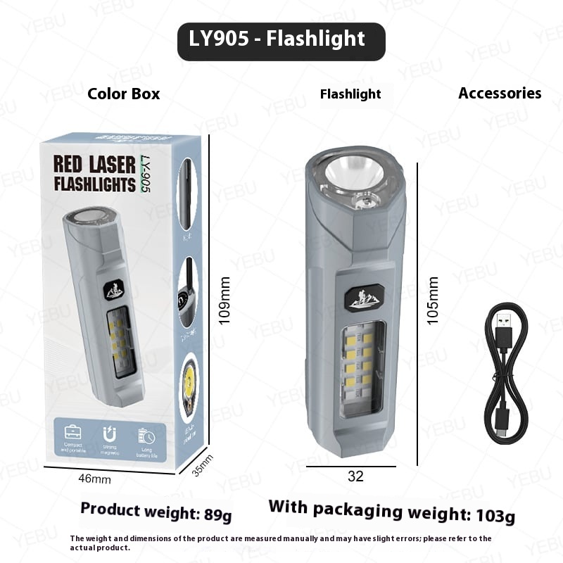 Infrared Laser Flashlight Multi-Function Magnetic Work Light Outdoor Hat Clip With Side Light Cat Teasing Laser Pointer