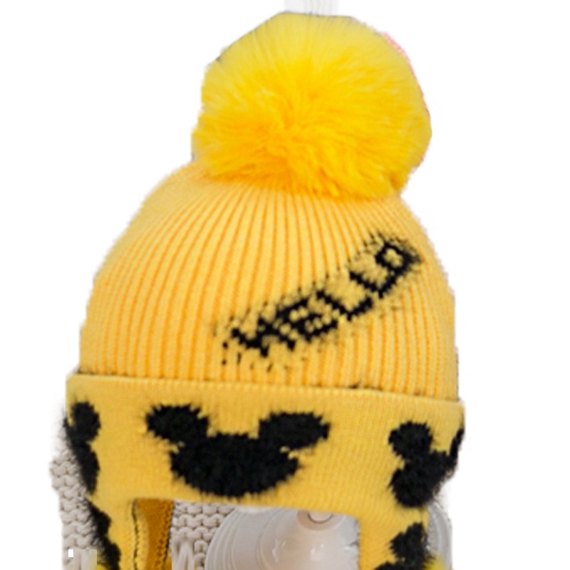 Winter Warm And Fashionable Outdoor Boy's Ear Protection Knitted Hat Cartoon Jacquard Cute Girl's Plus Velvet Thickened Woolen Hat