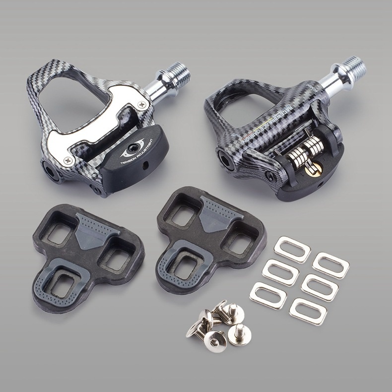 RACEWORKRoad Bike Lock Pedal Ultra-light Carbon Fiber Bearing105 Self-locking Pedal R550 With SPDLock Plate