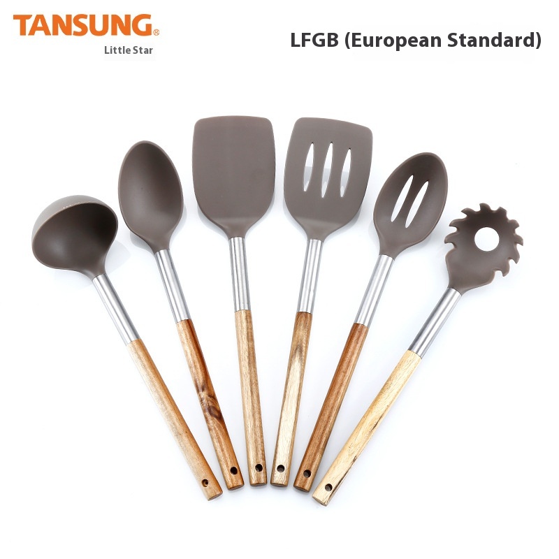 Ready-made Kitchen Utensils Six-piece Set Non-stick Pan Wooden Handle Nylon Kitchen Utensils High Temperature Resistant Cooking Spoon Shovel Kitchen Utensils Set