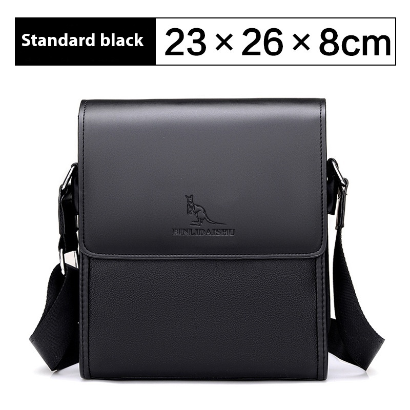 Binli Kangaroo Men's Flip-top One-shoulder Crossbody Briefcase Fashion Business Soft Men's Bag6601