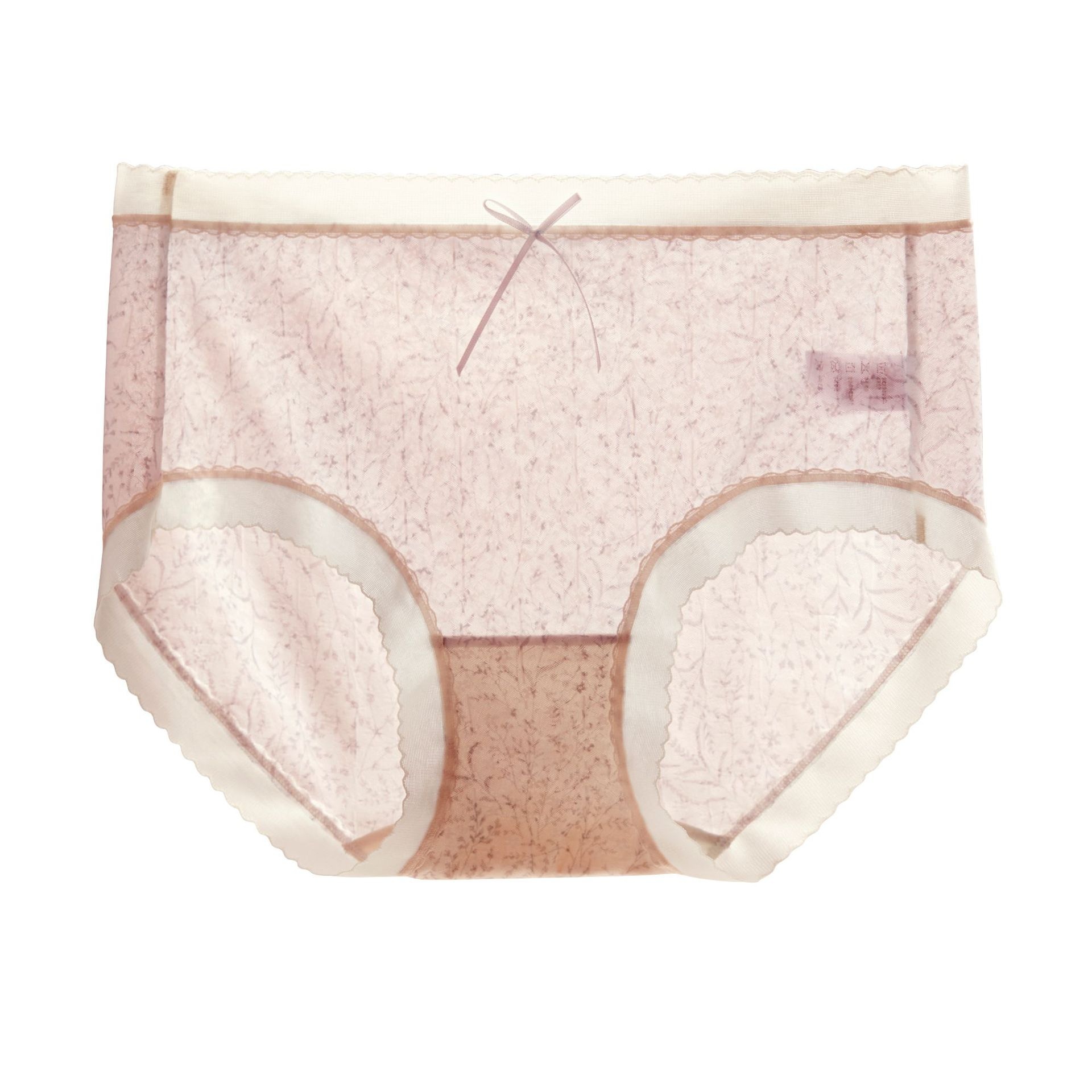 French Lace Floral Briefs For Women Summer Thin Breathable Mid-waist Sexy Silk Crotch Briefs