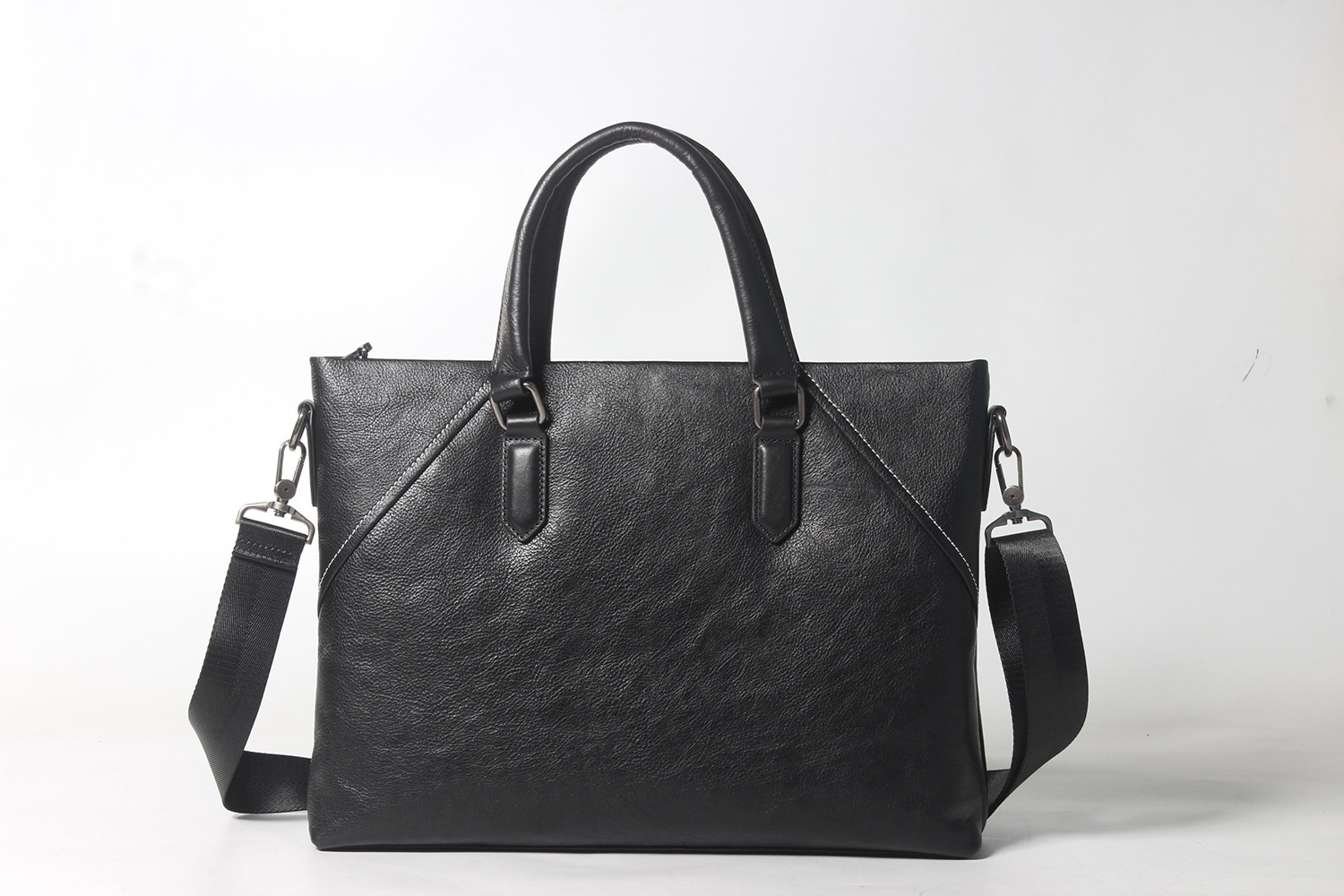 Men's First Layer Cowhide Genuine Leather Handbag Casual Business Bag Large Capacity Tree Paste Vegetable Tanned Leather Computer Bag