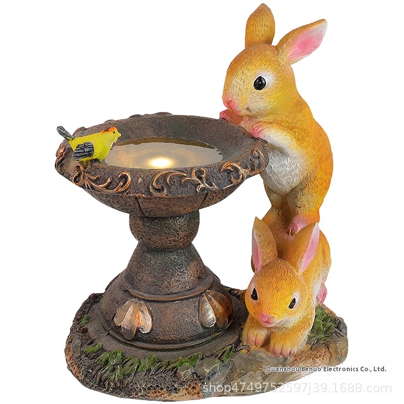 Solar Light Resin Rabbit Statue Outdoor Courtyard Decoration Garden Lawn Led Light Crafts Ornaments